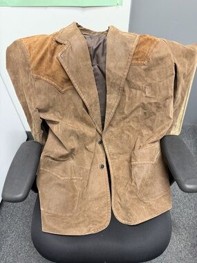 Vintage Suede Blazer Jacket in Warm Brown